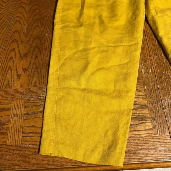 Frank & Oak Tencel and Linen Blend Button Front Trouser Pants in Mustard Sz 4 - Picture 8 of 16